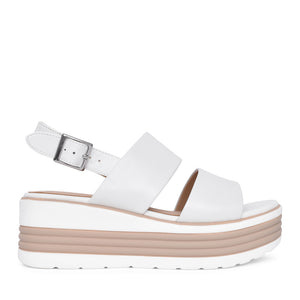 Double Strap Wedge Sandal - White