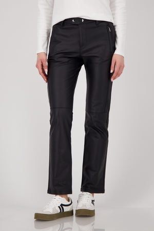 Straight Leg Leatherette Trouser - Black