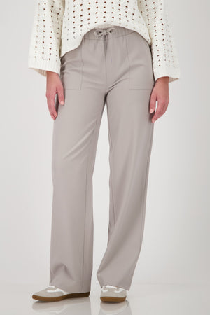 Drawstring Wide Leg Trousers - Greige