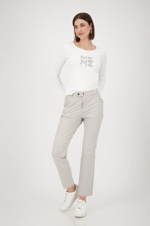 Straight Leg Leatherette Trouser - Greige