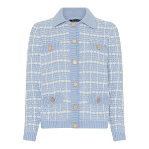Knit Check Cardigan - Sky Blue