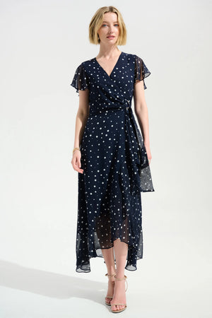 sachin and babi light blue dress Animal Coast Long Sleeve Chiffon Pleated Wrap Midi Dress