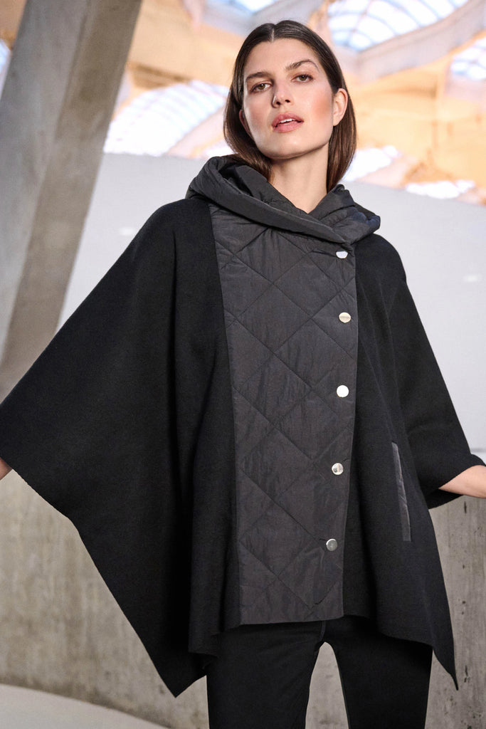 Quilted Poncho Jacket - Black – Jenny's Boutique