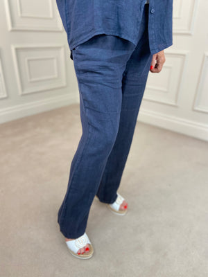 Linen Trousers - Navy