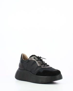 Soft Leather Wedge Trainer - Black