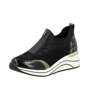 Sporty Wedge with Centre Zip - Black