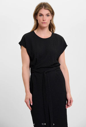 Midi Dress with Belt - Black