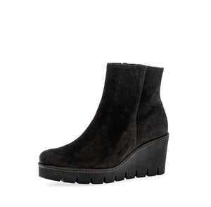 Suede Wedge Boot - Black