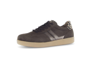 Suede Trainer with Side Stripe - Brown