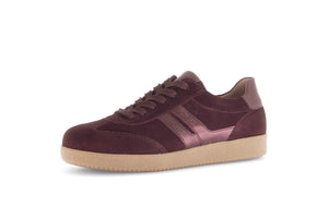 Suede Trainer with Side Stripe - Burgundy
