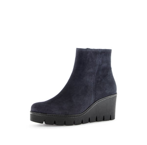 Suede Wedge Boot - Navy