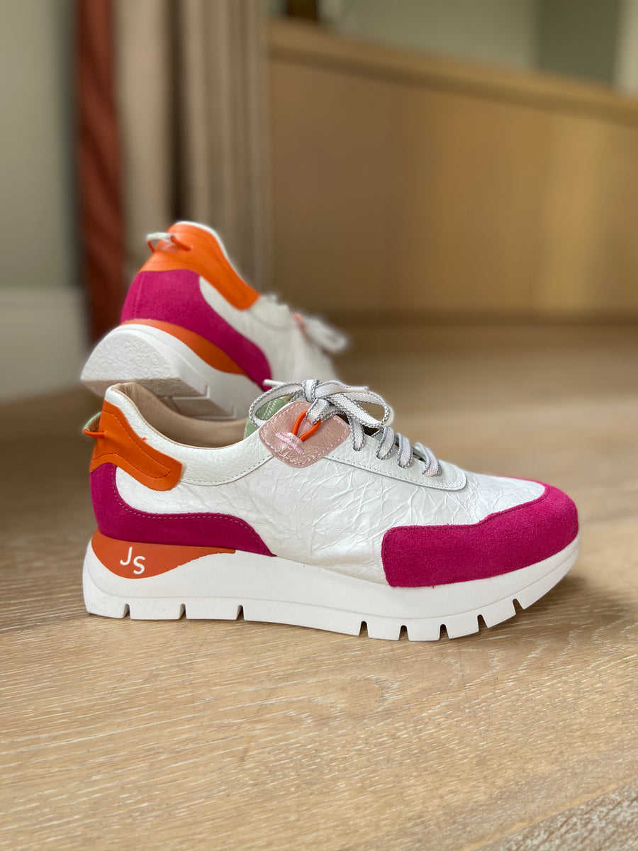 Chunky Sole Colour Block Trainer - Fuchsia and White – Jenny's Boutique