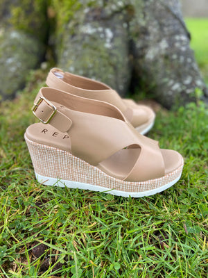 High Wedge Sandal - Beige