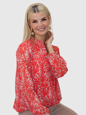 Bella Blouse with Band - Red
