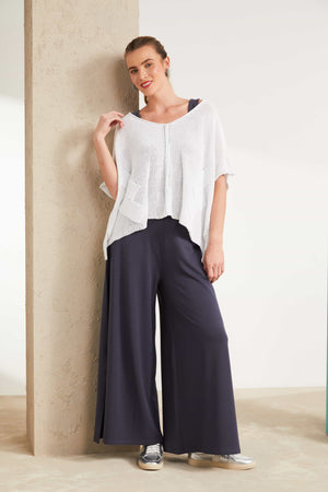 Square Oversize V-Neck Knit - White