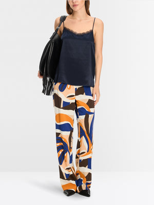 Silk Cami with Lace - Navy