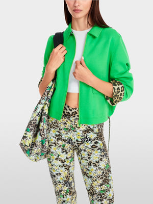 Animal print Trim jacket - Dark Apple Green