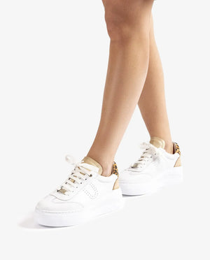 White Trainer with Animal Print - White