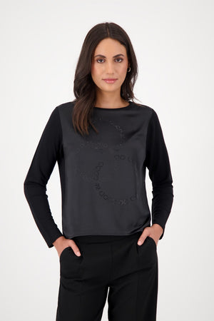 Satin Front Top - Black