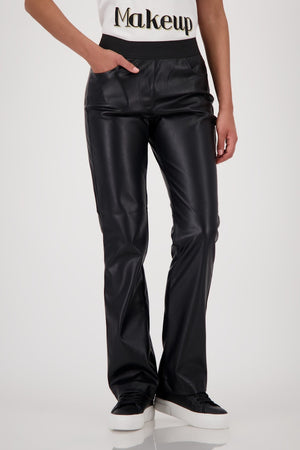 Straight Leg Leather Pants - Black