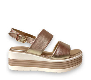Double Strap Wedge Sandal - Gold
