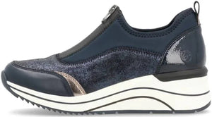 Sporty Wedge with Centre Zip - Navy